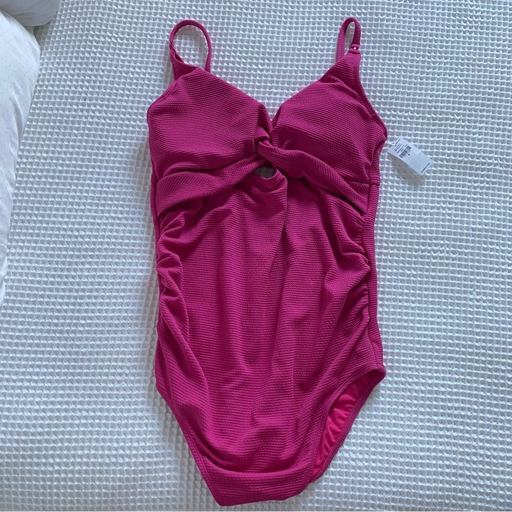 Old Navy Magenta Twist-Front One-Piece Swimsuit
